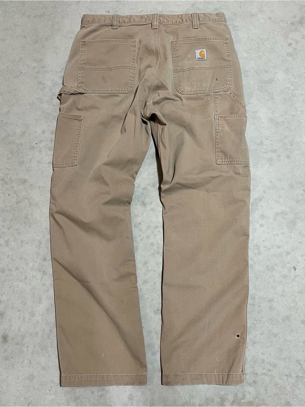 Carhartt Carpenter Pants 36x32 Khaki Relaxed 100% Cotton Straight Leg B324 DKH